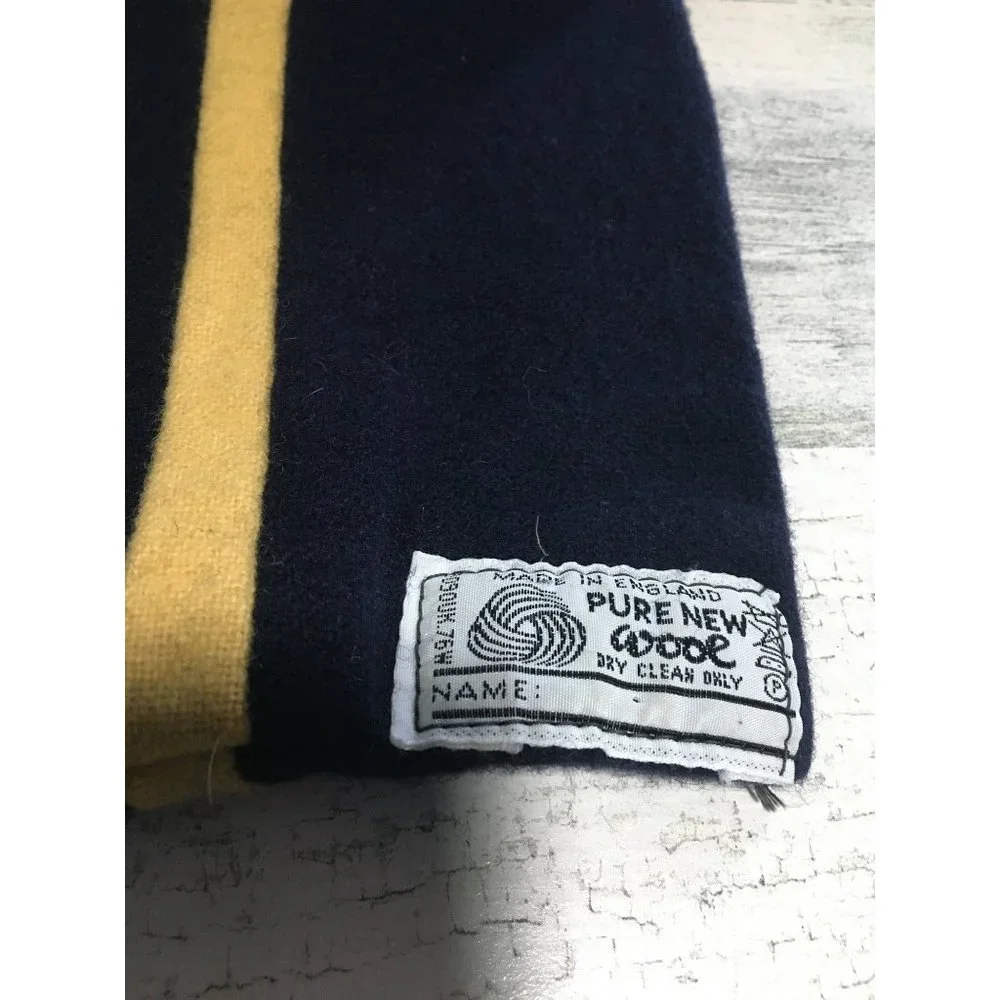 Pure New Wool blue green yellow striped scarf